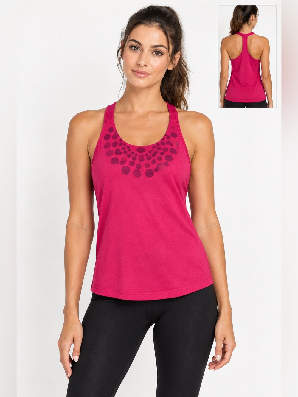 Marika Pink Support Shape Sport Bra Top Training Tankini Tank Race Back Size S